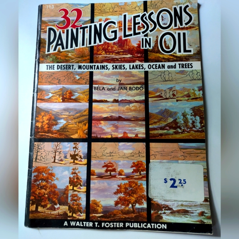 32 Painting Lessons in Oil Painting Vintage Used Art Instruction Book